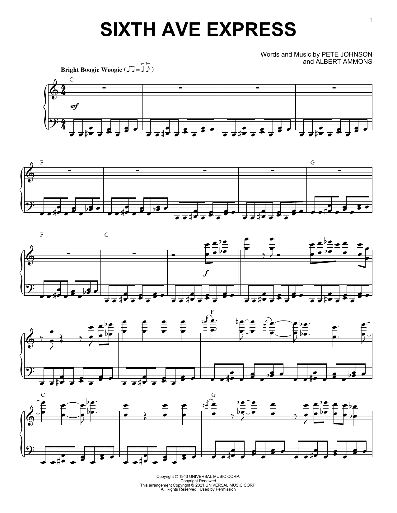 Pete Johnson Sixth Ave Express (arr. Brent Edstrom) Sheet Music Notes & Chords for Piano Solo - Download or Print PDF
