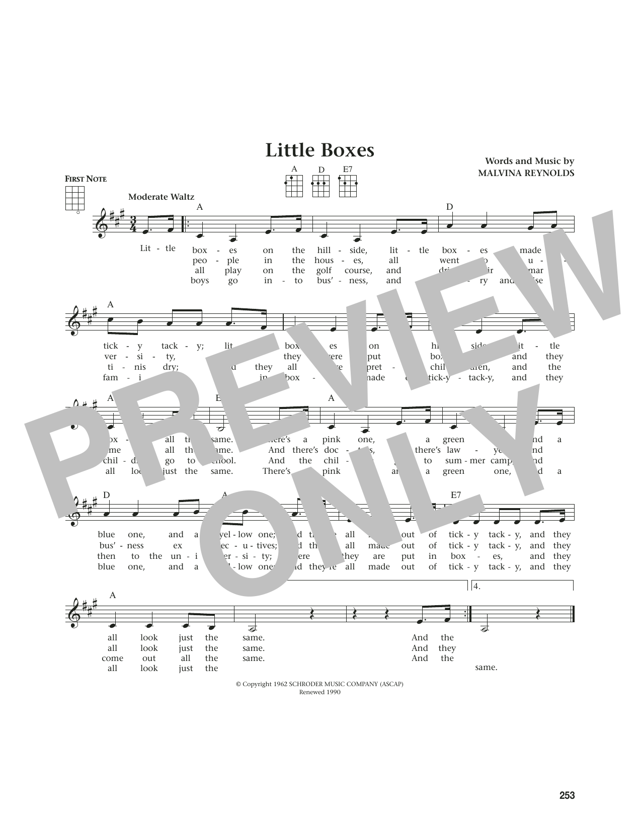 Pete Seeger Little Boxes (from The Daily Ukulele) (arr. Jim Beloff) Sheet Music Notes & Chords for Ukulele - Download or Print PDF