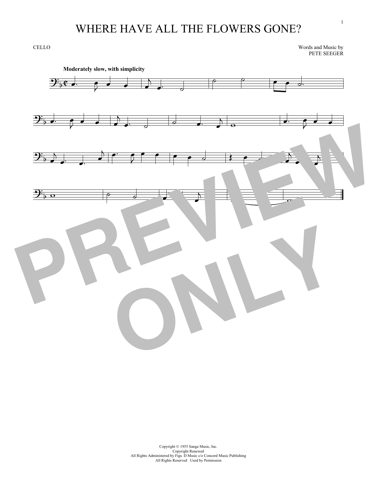 Pete Seeger Where Have All The Flowers Gone? Sheet Music Notes & Chords for Alto Sax Solo - Download or Print PDF