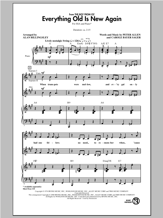 Alan Billingsley Everything Old Is New Again Sheet Music Notes & Chords for SSA - Download or Print PDF