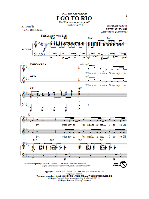 Ryan O'Connell I Go To Rio Sheet Music Notes & Chords for SATB - Download or Print PDF