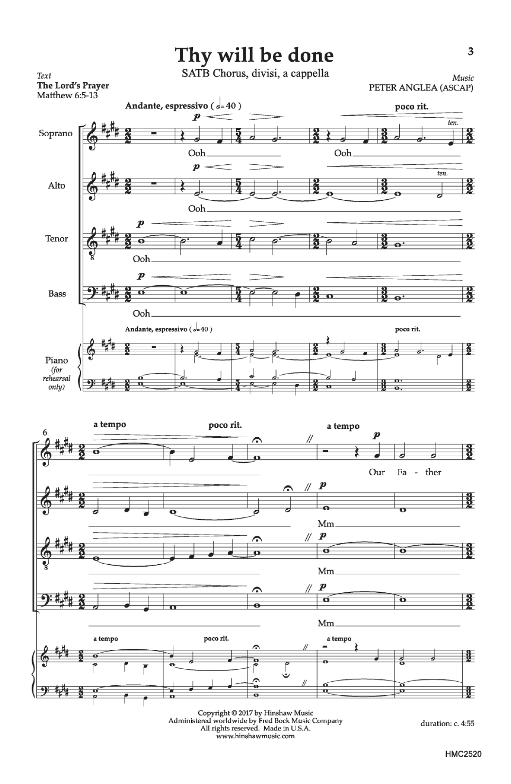 Peter Anglea Thy Will Be Done Sheet Music Notes & Chords for Choral - Download or Print PDF