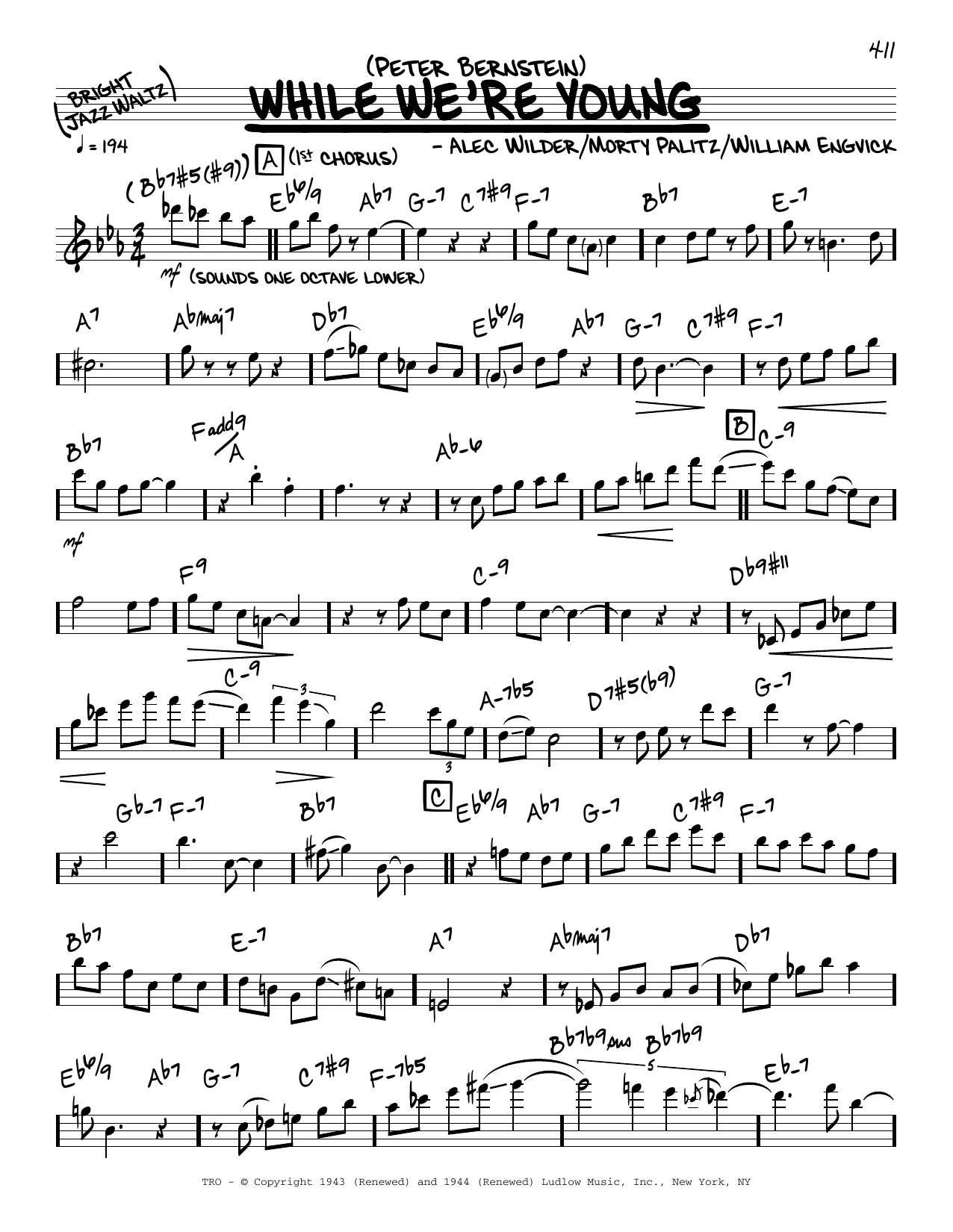 Peter Bernstein While We're Young (solo only) Sheet Music Notes & Chords for Real Book – Melody & Chords - Download or Print PDF