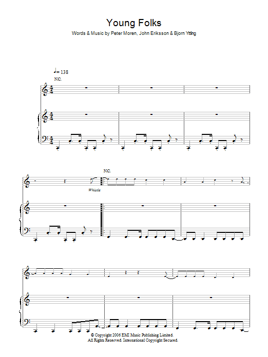 Peter Bjorn & John Young Folks Sheet Music Notes & Chords for Piano, Vocal & Guitar - Download or Print PDF