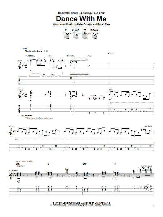 Peter Brown Dance With Me Sheet Music Notes & Chords for Guitar Tab - Download or Print PDF