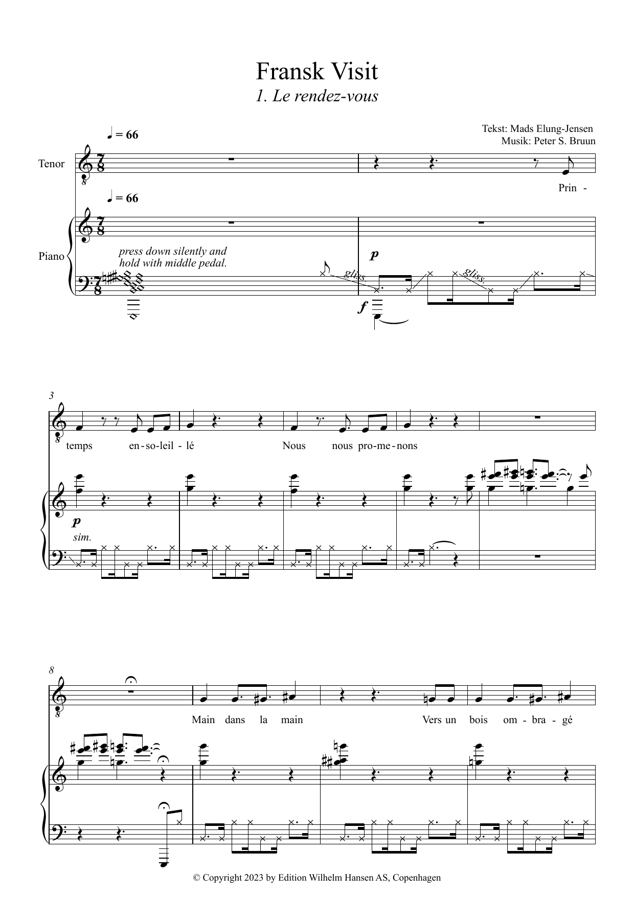 Peter Bruun Fransk Visit Sheet Music Notes & Chords for Piano & Vocal - Download or Print PDF