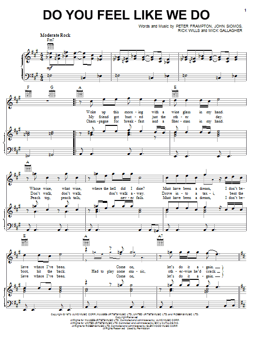 Peter Frampton Do You Feel Like We Do Sheet Music Notes & Chords for Guitar Lead Sheet - Download or Print PDF