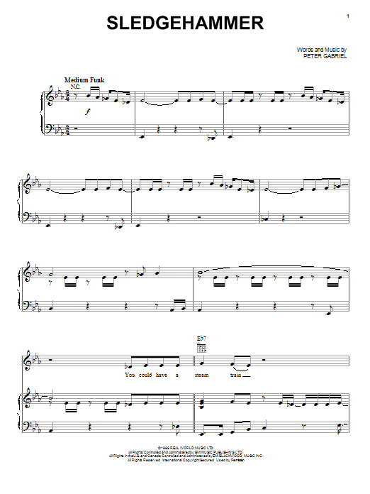 Peter Gabriel Sledgehammer Sheet Music Notes & Chords for Piano, Vocal & Guitar (Right-Hand Melody) - Download or Print PDF