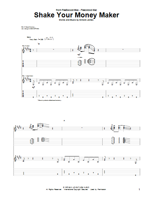 Peter Green Shake Your Money Maker Sheet Music Notes & Chords for Guitar Tab - Download or Print PDF