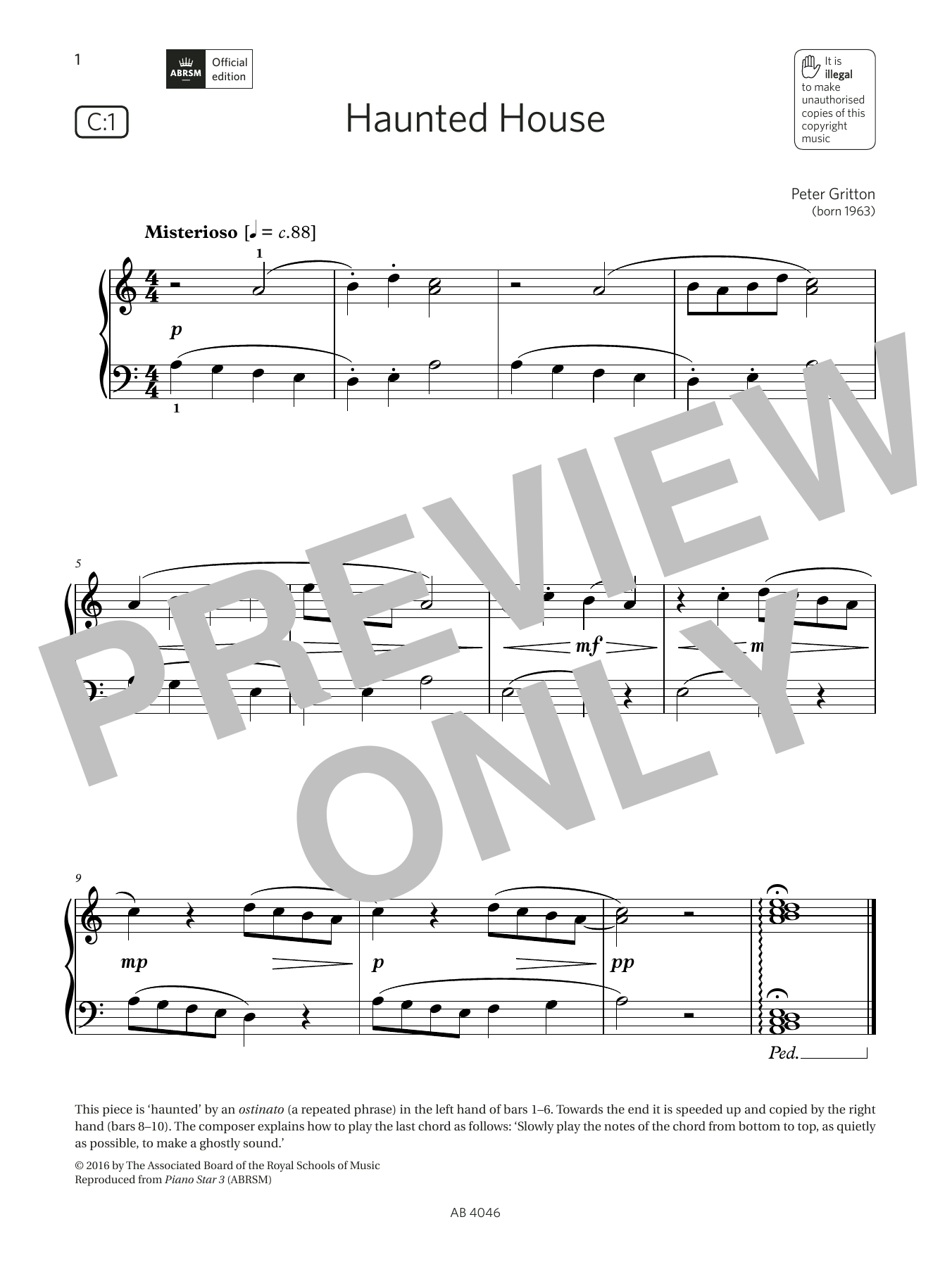 Peter Gritton Haunted House (Grade Initial, list C1, from the ABRSM Piano Syllabus 2023 & 2024) Sheet Music Notes & Chords for Piano Solo - Download or Print PDF
