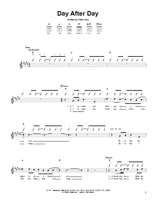 Peter Ham Day After Day Sheet Music Notes & Chords for Easy Guitar - Download or Print PDF