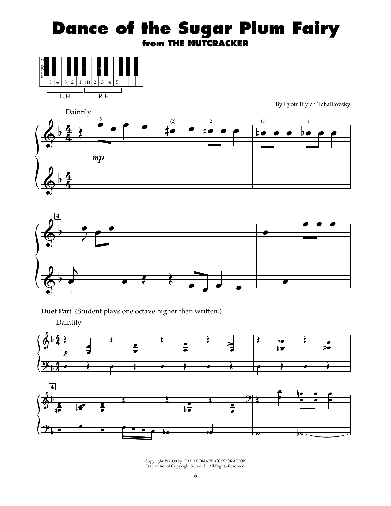 Pyotr Il'yich Tchaikovsky Dance Of The Sugar Plum Fairy, Op. 71a Sheet Music Notes & Chords for 5-Finger Piano - Download or Print PDF