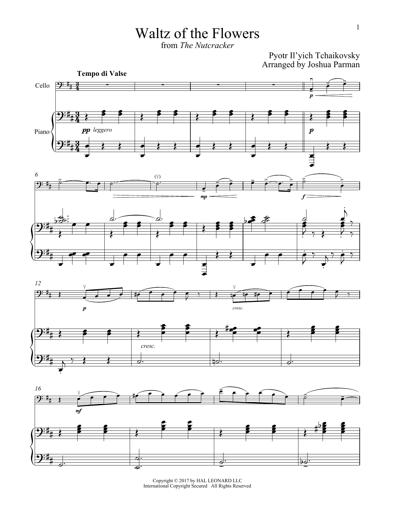 Pyotr Il'yich Tchaikovsky Waltz Of The Flowers Sheet Music Notes & Chords for Cello and Piano - Download or Print PDF