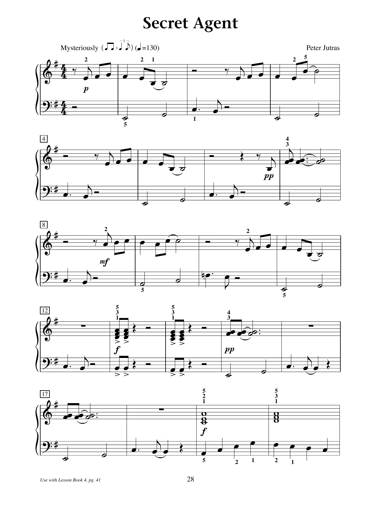 Peter Jutras Secret Agent Sheet Music Notes & Chords for Educational Piano - Download or Print PDF