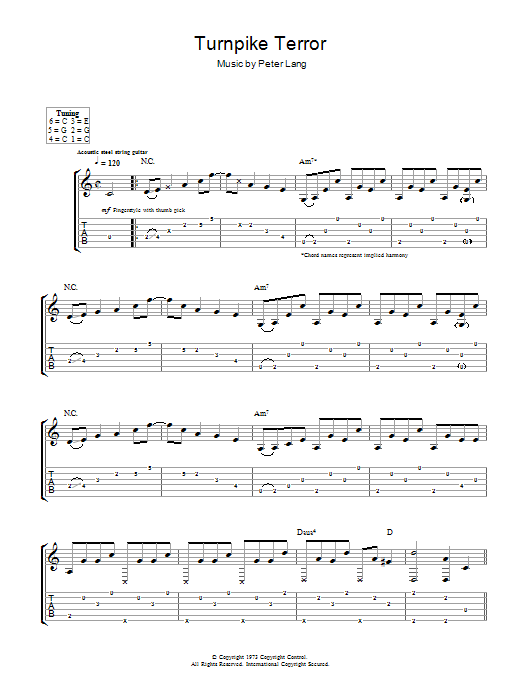 Peter Lang Turnpike Terror Sheet Music Notes & Chords for Guitar Tab - Download or Print PDF