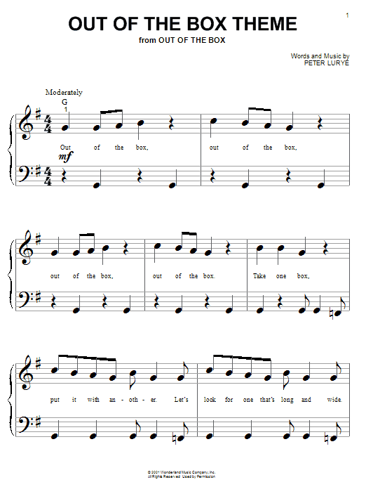 Peter Lurye Out Of The Box Theme Sheet Music Notes & Chords for Easy Piano - Download or Print PDF