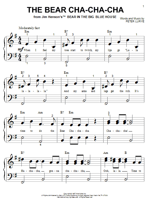 Peter Lurye The Bear Cha-Cha-Cha Sheet Music Notes & Chords for Piano (Big Notes) - Download or Print PDF
