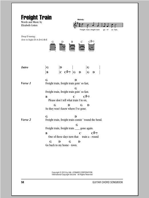 Peter, Paul & Mary Freight Train Sheet Music Notes & Chords for Lyrics & Chords - Download or Print PDF