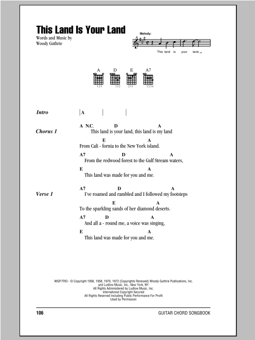 Peter, Paul & Mary This Land Is Your Land Sheet Music Notes & Chords for Lyrics & Chords - Download or Print PDF