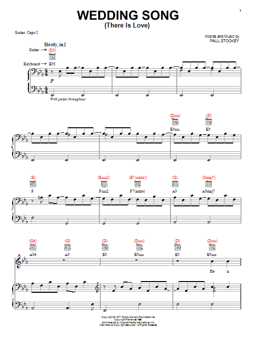 Peter, Paul & Mary Wedding Song (There Is Love) Sheet Music Notes & Chords for Melody Line, Lyrics & Chords - Download or Print PDF
