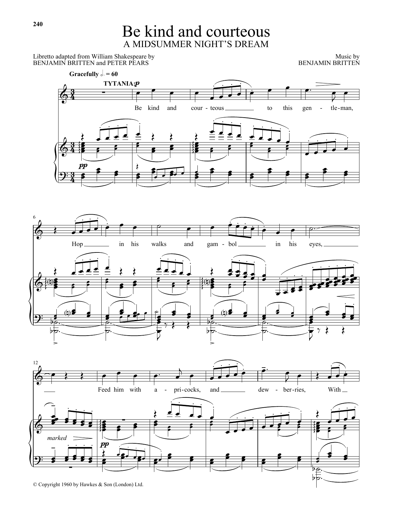 Peter Pears Be Kind And Courteous Sheet Music Notes & Chords for Piano & Vocal - Download or Print PDF