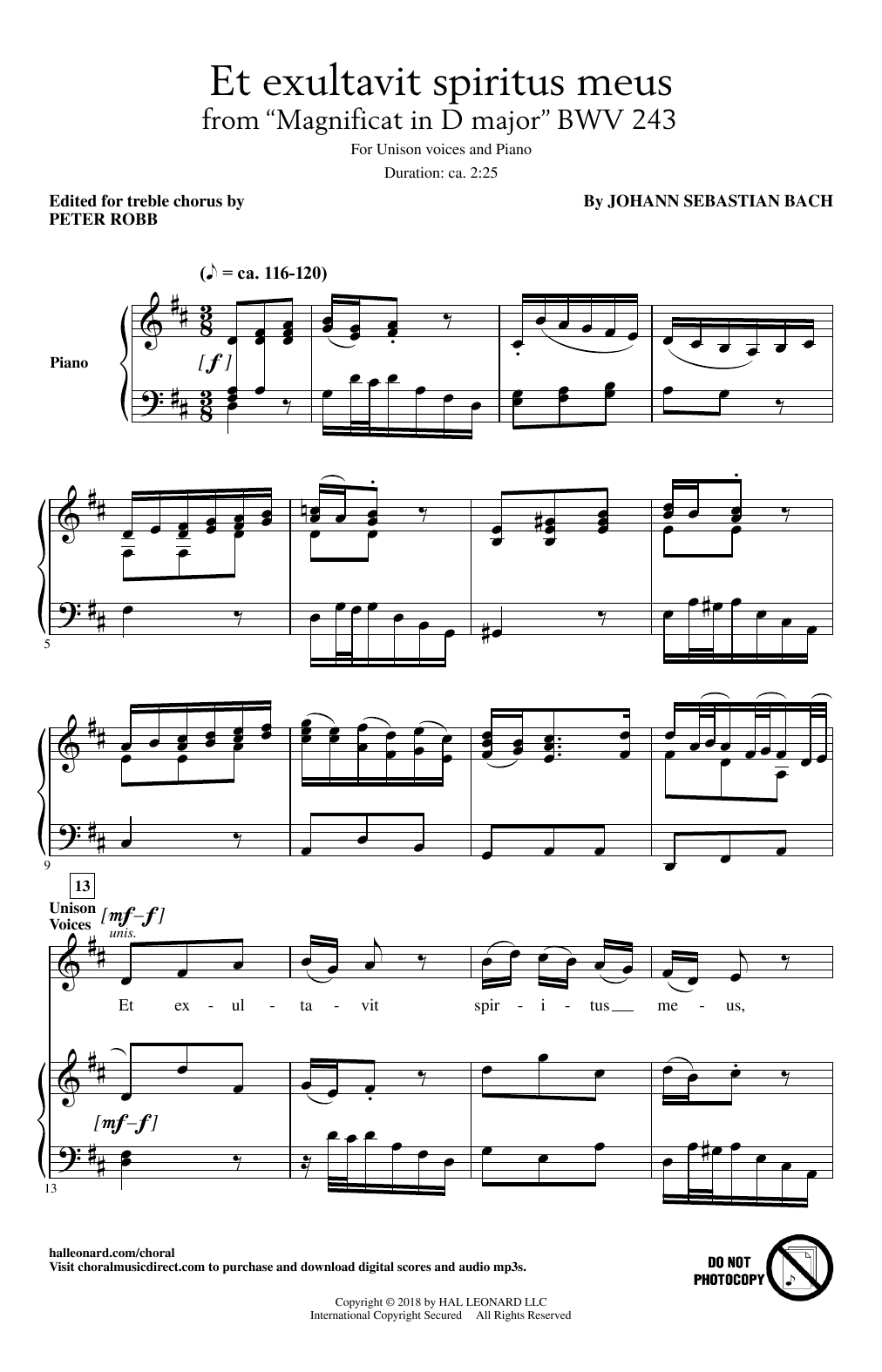 Peter Robb Et Exultavit Spiritus Meus Sheet Music Notes & Chords for Unison Choral - Download or Print PDF