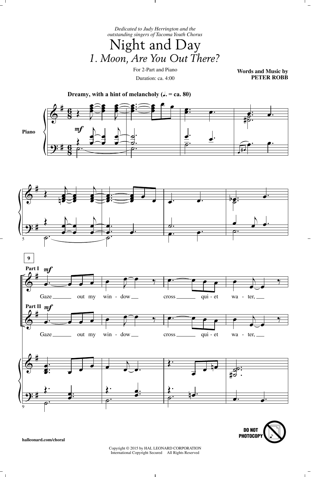 Peter Robb Night And Day Sheet Music Notes & Chords for 2-Part Choir - Download or Print PDF