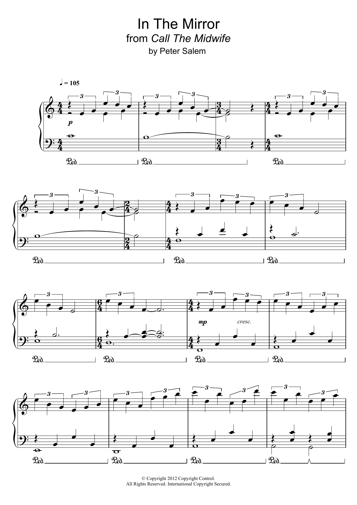 Peter Salem In The Mirror (from 'Call The Midwife') Sheet Music Notes & Chords for Piano - Download or Print PDF