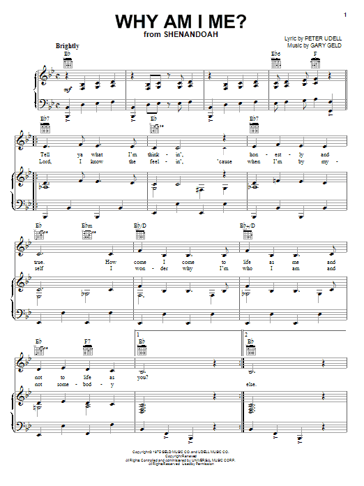 Peter Udell Why Am I Me? Sheet Music Notes & Chords for Piano, Vocal & Guitar (Right-Hand Melody) - Download or Print PDF