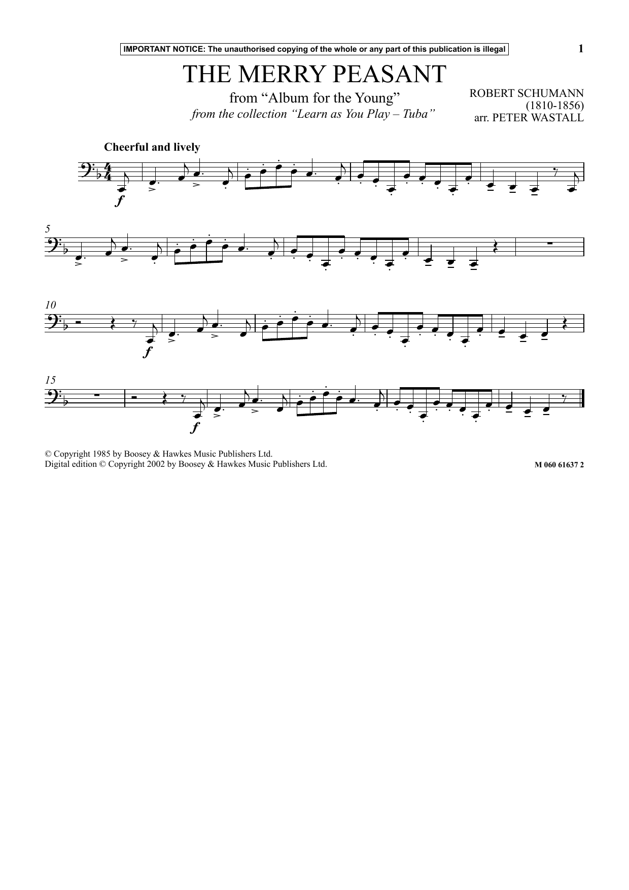 Peter Wastall The Merry Peasant (from Album For The Young) (from Learn As You Play Tuba) Sheet Music Notes & Chords for Instrumental Solo - Download or Print PDF
