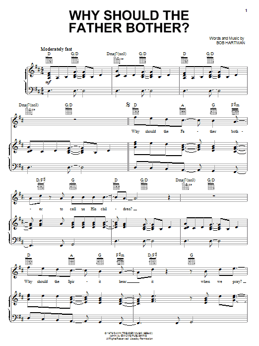 Petra Why Should The Father Bother? Sheet Music Notes & Chords for Piano, Vocal & Guitar (Right-Hand Melody) - Download or Print PDF Petra Why Should The Father Bother? Sheet Music Notes & Chords for Piano, Vocal & Guitar (Right-Hand Melody) - Download or Print PDF