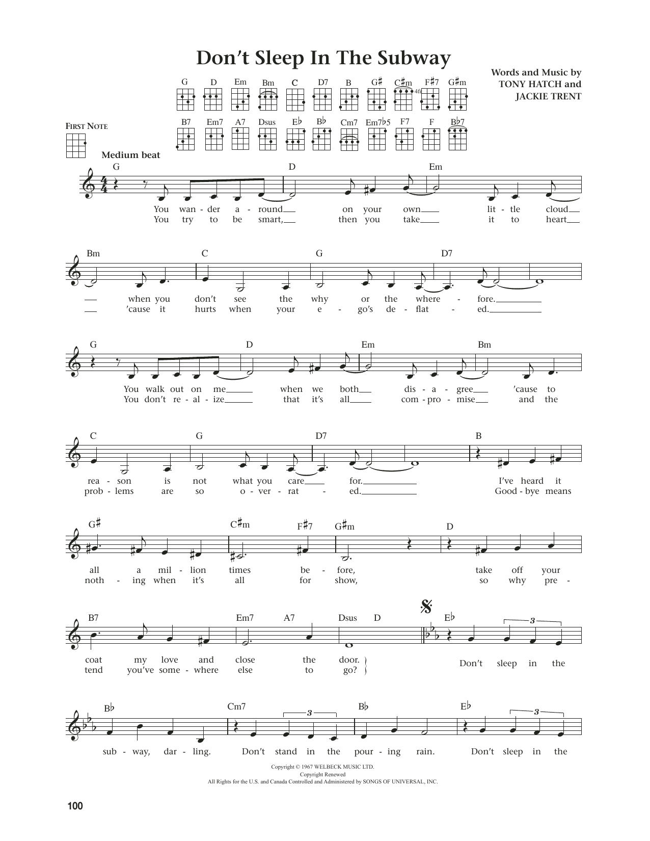 Petula Clark Don't Sleep In The Subway (from The Daily Ukulele) (arr. Jim Beloff) Sheet Music Notes & Chords for Ukulele - Download or Print PDF