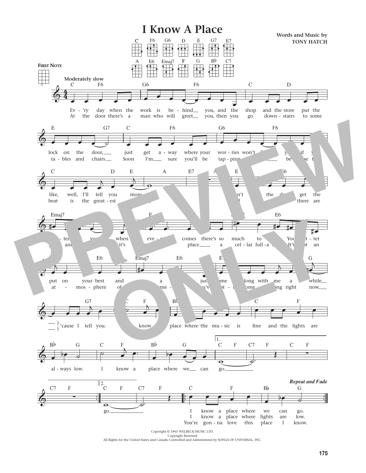 Petula Clark I Know A Place (from The Daily Ukulele) (arr. Jim Beloff) Sheet Music Notes & Chords for Ukulele - Download or Print PDF