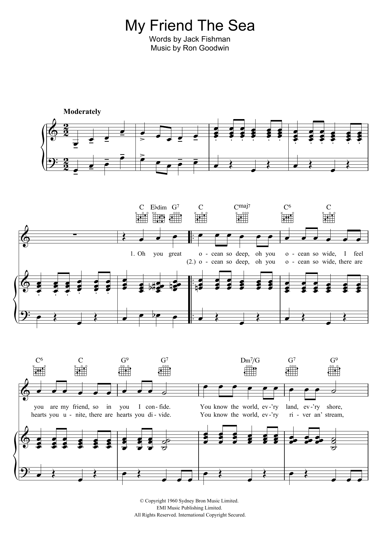 Petula Clark My Friend The Sea Sheet Music Notes & Chords for Piano, Vocal & Guitar (Right-Hand Melody) - Download or Print PDF