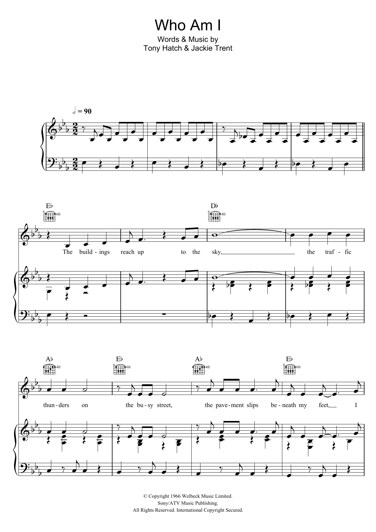 Petula Clark Who Am I Sheet Music Notes & Chords for Piano, Vocal & Guitar (Right-Hand Melody) - Download or Print PDF