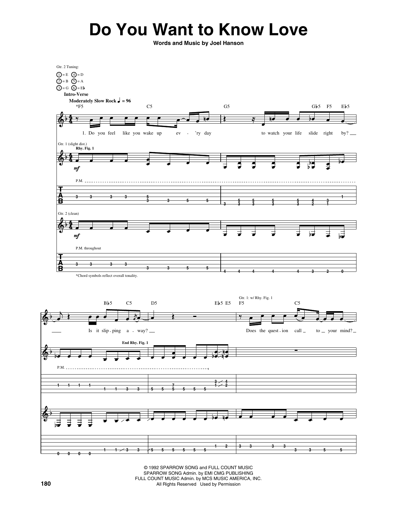 PFR Do You Want To Know Love Sheet Music Notes & Chords for Guitar Tab - Download or Print PDF