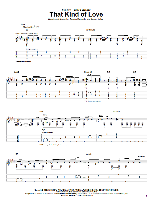 PFR That Kind Of Love Sheet Music Notes & Chords for Guitar Tab - Download or Print PDF