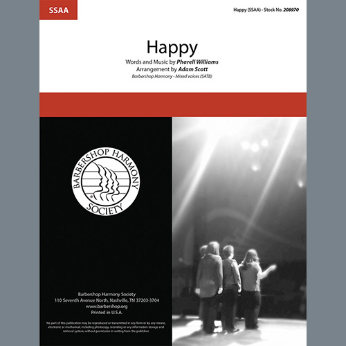 Pharrell Williams, Happy (from Despicable Me 2) (arr. Adam Scott), SSA Choir