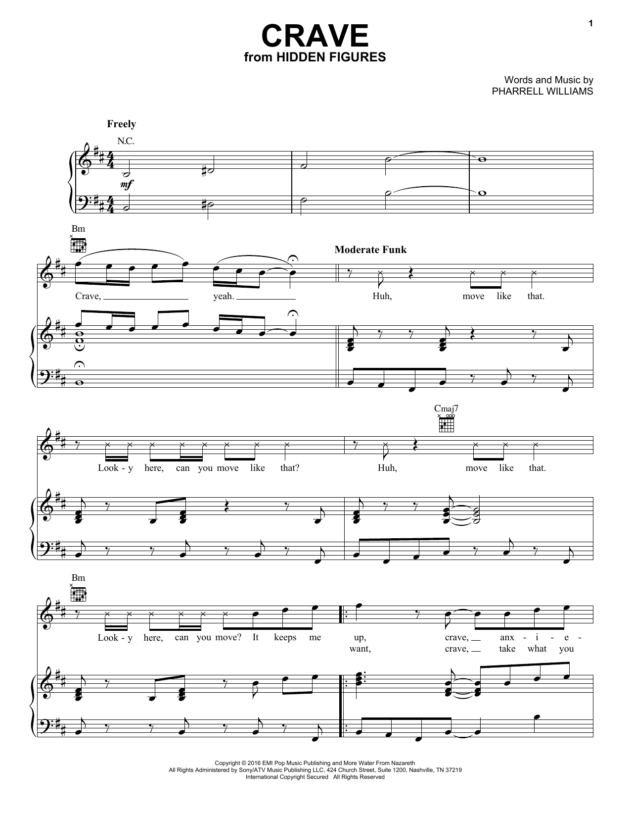 Pharrell Williams Crave Sheet Music Notes & Chords for Piano, Vocal & Guitar (Right-Hand Melody) - Download or Print PDF