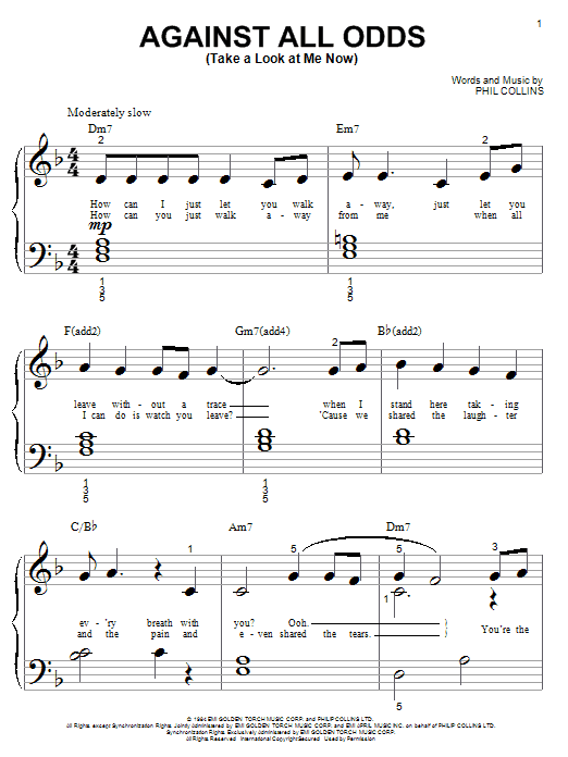 Phil Collins Against All Odds (Take A Look At Me Now) Sheet Music Notes & Chords for Cello - Download or Print PDF