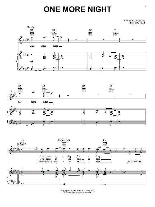 Phil Collins One More Night Sheet Music Notes & Chords for Alto Sax Duet - Download or Print PDF