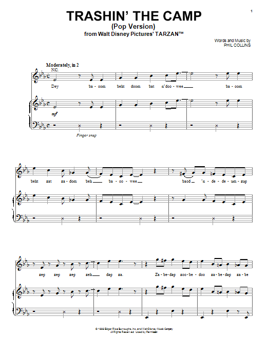 Phil Collins Trashin' The Camp (Pop Version) Sheet Music Notes & Chords for Clarinet - Download or Print PDF