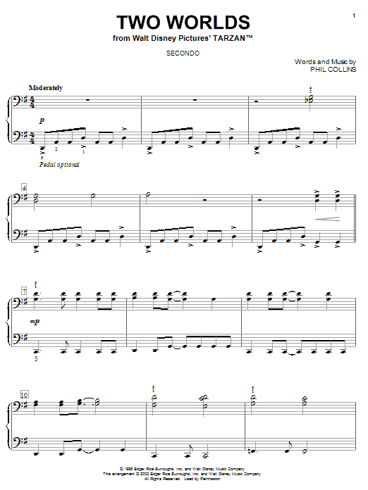 Phil Collins Two Worlds Sheet Music Notes & Chords for Piano, Vocal & Guitar (Right-Hand Melody) - Download or Print PDF