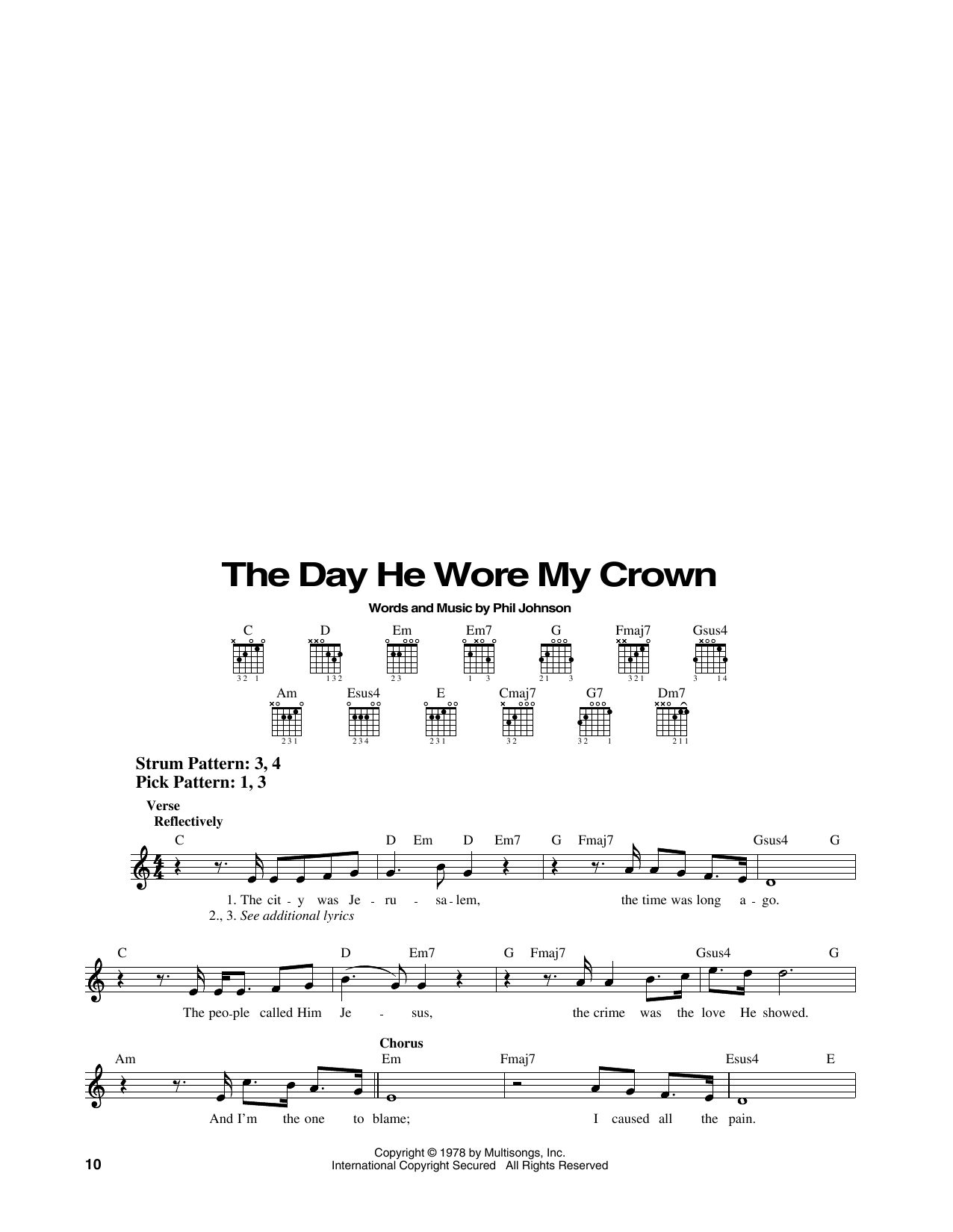Phil Johnson The Day He Wore My Crown Sheet Music Notes & Chords for Easy Guitar - Download or Print PDF