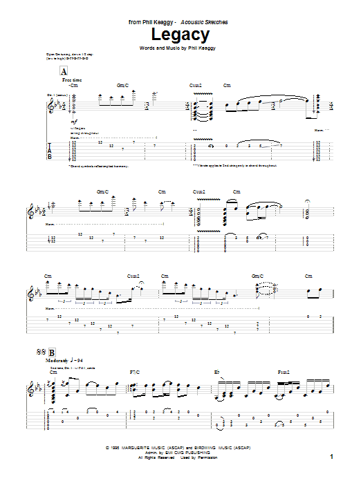 Phil Keaggy Legacy Sheet Music Notes & Chords for Solo Guitar Tab - Download or Print PDF