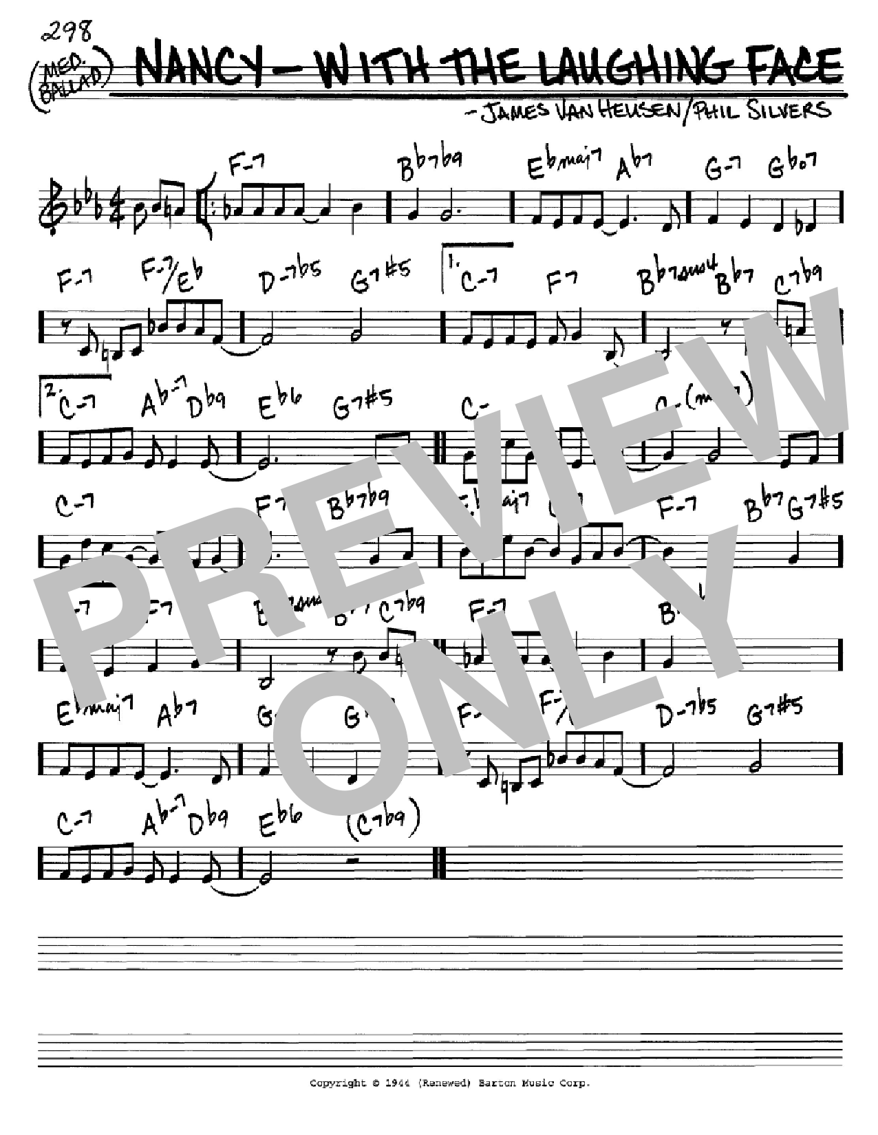 Phil Silvers Nancy - With The Laughing Face Sheet Music Notes & Chords for Real Book – Melody, Lyrics & Chords - Download or Print PDF