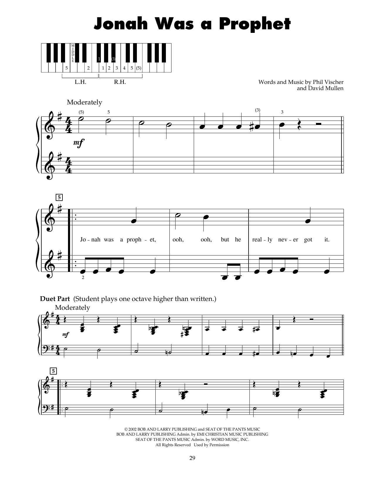 Phil Vischer Jonah Was A Prophet (from Jonah - A VeggieTales Movie) Sheet Music Notes & Chords for 5-Finger Piano - Download or Print PDF