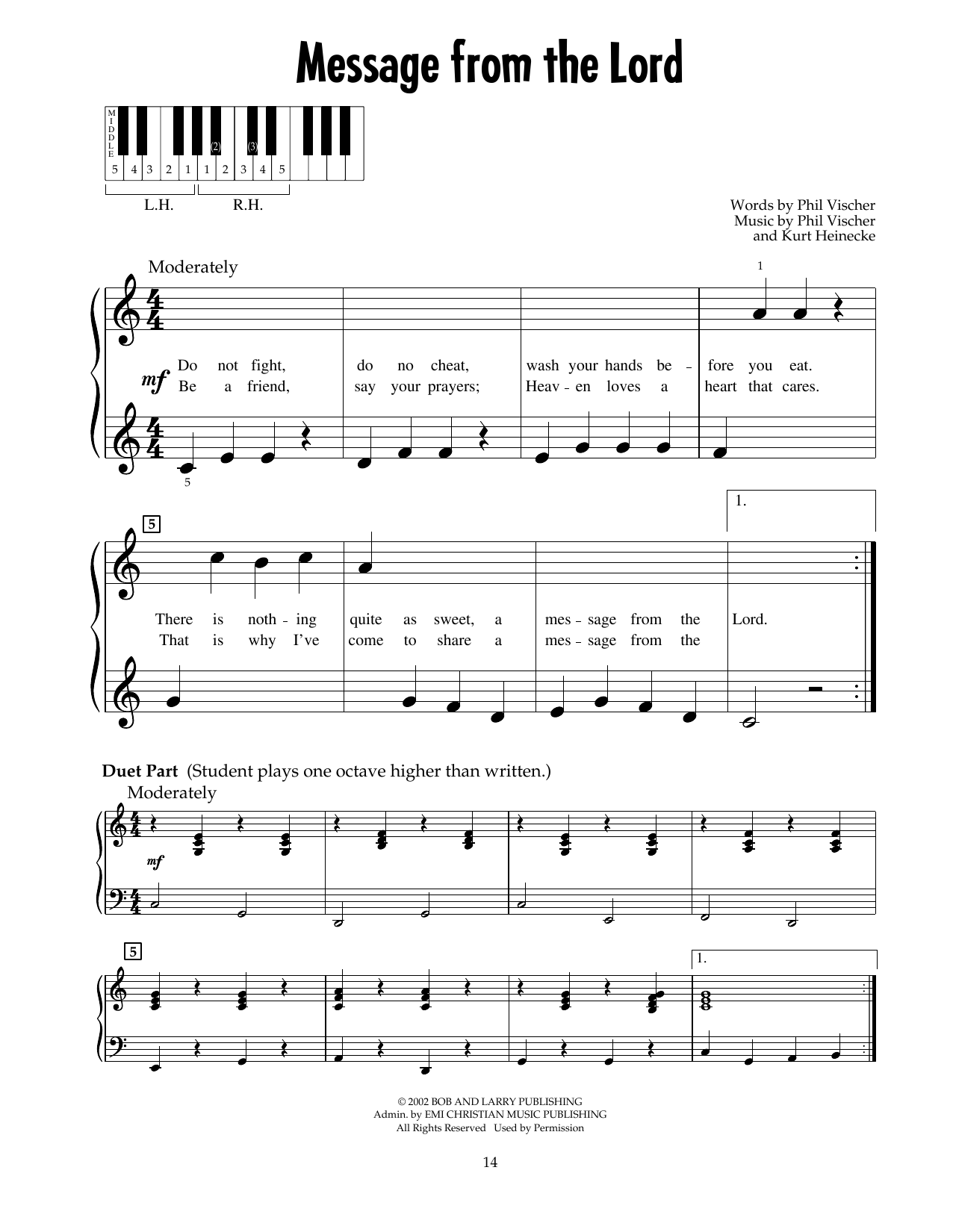Phil Vischer Message From The Lord (from Jonah - A VeggieTales Movie) Sheet Music Notes & Chords for 5-Finger Piano - Download or Print PDF