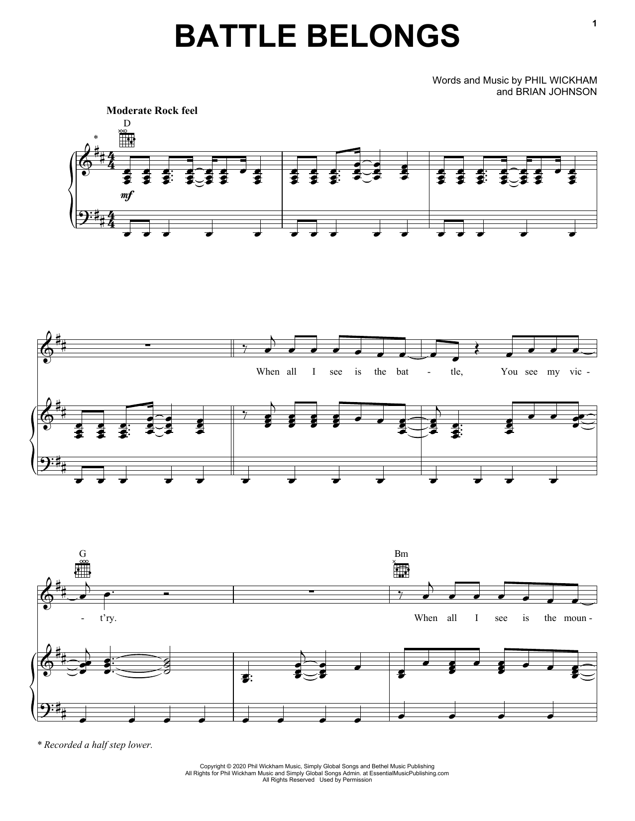 Phil Wickham Battle Belongs Sheet Music Notes & Chords for Easy Guitar - Download or Print PDF