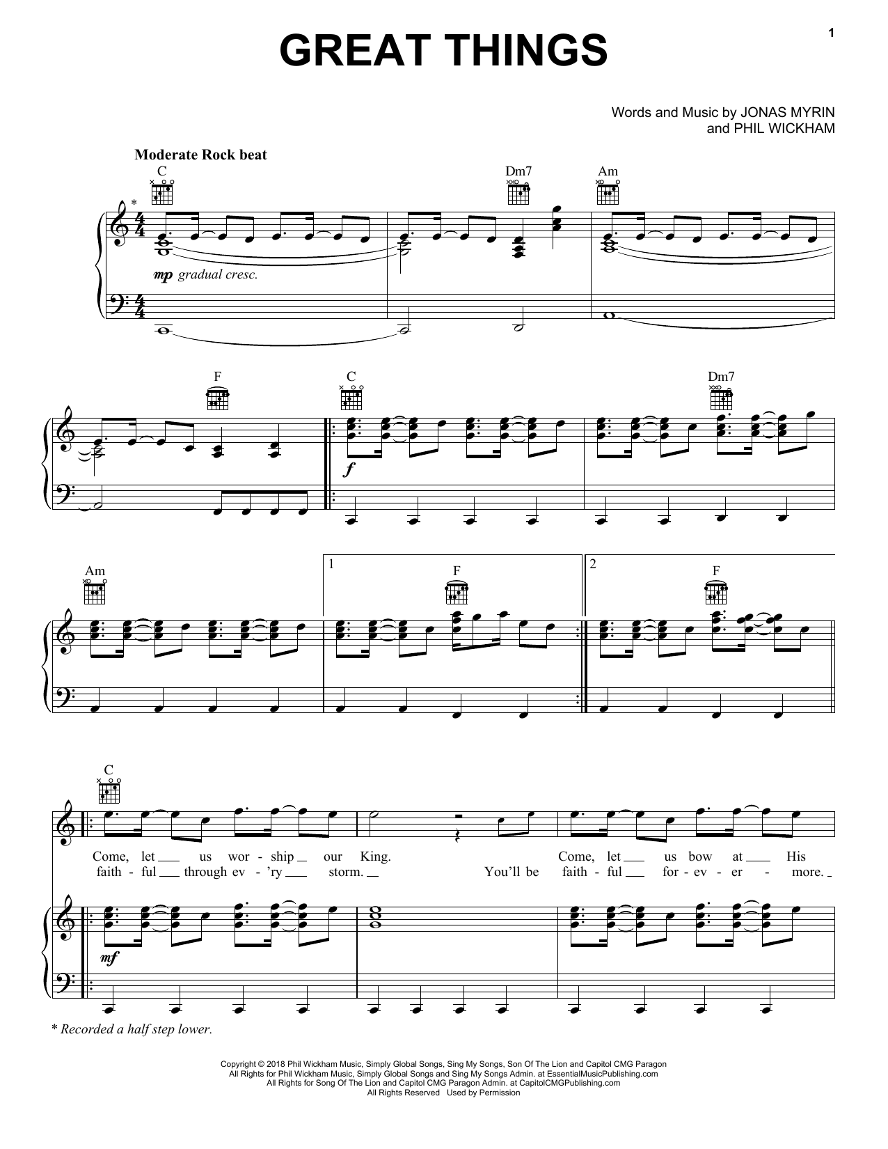 Phil Wickham Great Things Sheet Music Notes & Chords for Trumpet Solo - Download or Print PDF